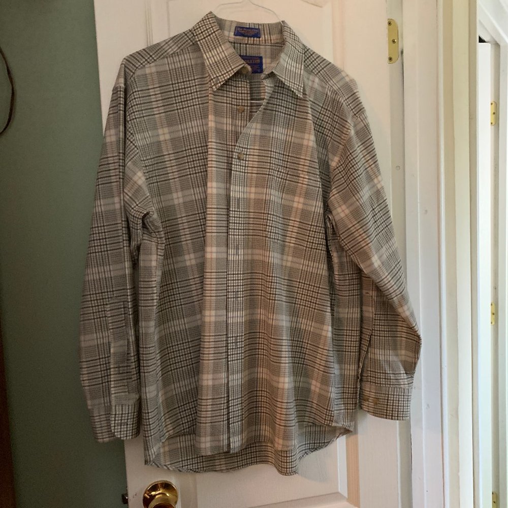Pendleton 100% virgin wool men's large plaid shirt, NWO